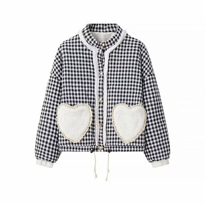 Women's Love Plaid Cotton-padded Coat