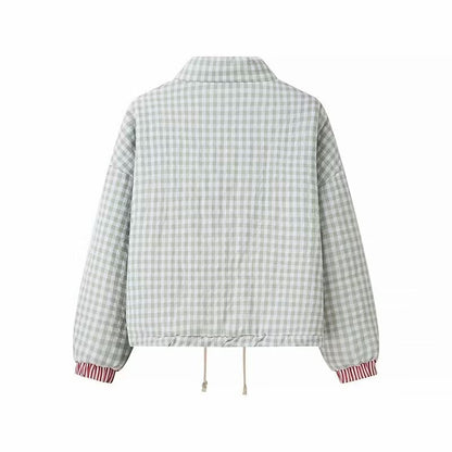 Women's Love Plaid Cotton-padded Coat